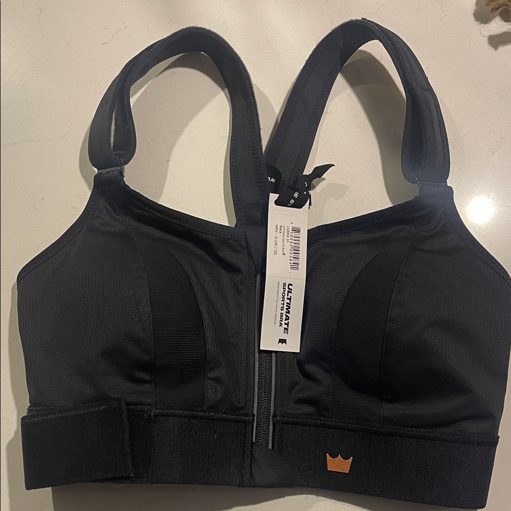 SHEFIT Black Sports Bra with Copper Logo